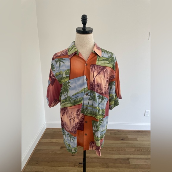 Tommy Bahama Other - Vintage Tommy Bahama 100% Silk Camp Shirt in Orange Aloha Print